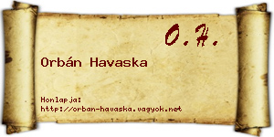 Orbán Havaska névjegykártya